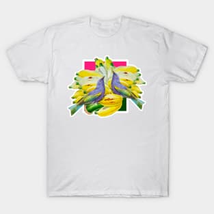 Lilac bird with bananas T-Shirt